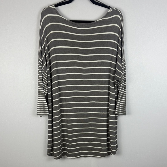 Cynthia Rowley Chic Gray Classic Striped 3/4 Sleeve 1X Tunic Top - Picture 10 of 10